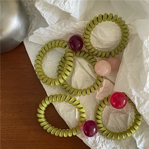 Élastiques à cheveux spirales texture gelée avec perles colorées pour queue de cheval