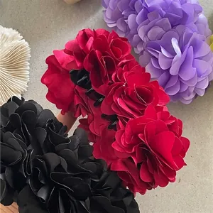 Women Large 3D Fabric Flower Hair Claw Clip Satin Petal Banana Clip Ponytail Bun Hair Accessories For Vacation Daily Wear
