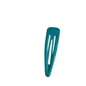 Barrette à cheveux minimaliste vert lac avec un design en goutte d'eau crème brillant