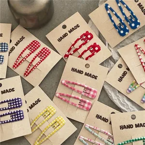 Metall Wassertropfen Haarspangen Für Damen Mädchen Süße Karo Punkte Emaille BB Clips Mode Haarnadeln Zubehör