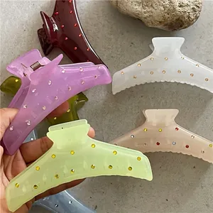 Eleganti Mollette per Capelli Grandi in Plastica Con Strass Luccicanti Fermagli Colorati alla Moda per Donna e Ragazza
