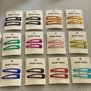 Colorful drip oil drop BB hair clips set with 12 pairs of minimalist rectangular hairpins