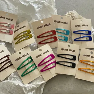 Colorful teardrop BB hair clips set on handmade cards for women stylish hair styling
