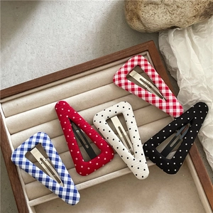 Barrettes à cheveux triangulaires avec motifs à carreaux et pois pour femmes