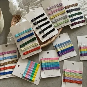 Matte Colorful Wave Bobby Pins Korean Style Metal Fringe Hair Clips Cream Macaron Alloy Barrette For Women Girls Daily Hairpins