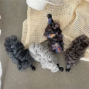 Eleganti fermagli per capelli a banana in chiffon con stampe animalier e pois da donna