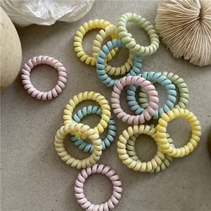 Ensemble d'élastiques à cheveux en cordon de téléphone pastel aux couleurs de macaron