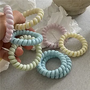Chouchous de Cheveux en Spirale Macaron Style Coréen Haute Élasticité Fil de Téléphone Élastiques à Cheveux Femme Filles