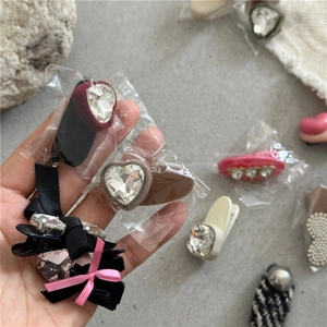 Collection of Korean style velvet and rhinestone hair clips for girls in various colors