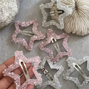 Fermaglio per capelli a stella con cristalli rosa e trasparenti su clip BB argento
