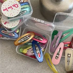 Set di Fermagli per Capelli Ovale e Goccia d'Acqua Colori Caramella per Donna Ragazza Fermagli a Scatto BB in Plastica Trasparente e Metallo Accessori Moda Coreana