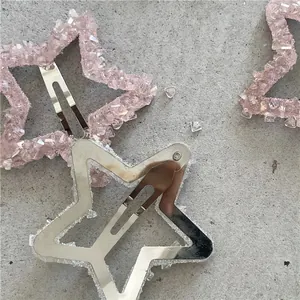Dettagli di fermagli a stella di lusso con cristalli rosa e paillettes argentate