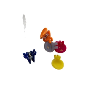 Five-piece set of colorful mini plastic rabbit hair clips for girls in various bright tones