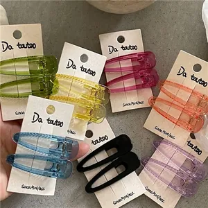 Colorful ice-textured acrylic water drop hair clips set for women and girls