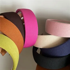 Set of 8 colorful thick knitted headbands with ribbed texture for women