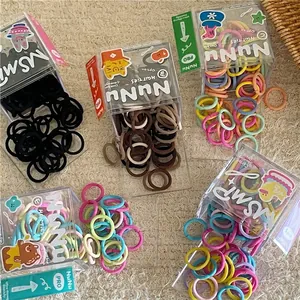 Seamless High Elasticity Hair Ties For Kids Colorful Cartoon Animal Boxed Ponytail Holders Mixed Materials Hair Accessories