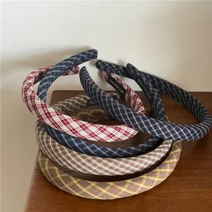 Handmade preppy style checkered fabric padded headbands in assorted vintage colors
