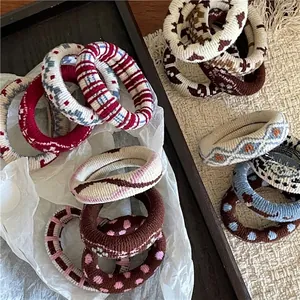 Ensemble de chouchous en tricot à pois et carreaux pour coiffure de femme