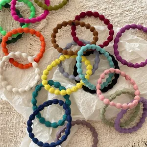 Women Korean Style High Elastic Bubble Texture Hair Ties Gentle Color Seamless Scrunchies For Daily Hair Styling Accessory