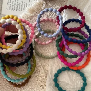 Colorful wavy elastic hair ties set in assorted vibrant colors for women ponytail