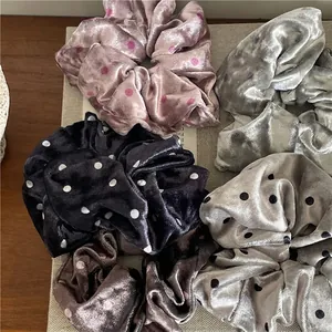 Premium velvet polka dot scrunchie set for women hair ties in multiple colors