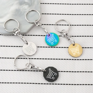 Porte-clés Jeton de Caddie en Alliage de Zinc et Acier Inoxydable Porte-clés Métallique pour Supermarché