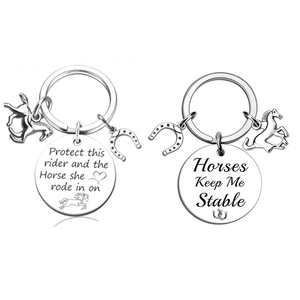 Portachiavi in Acciaio Inossidabile a Tema Cavallo Equestre Con Ciondolo a Ferro di Cavallo Ciondolo con Citazione Ispiratrice Gioielli Regalo