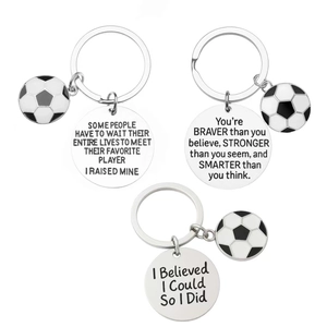 Stainless Steel Football Keychain Inspirational Engraved Quote Soccer Ball Key Ring Sports Encouragement Gift For Athletes