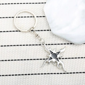 Vintage Gothic Flame Cross Star Keychain Zinc Alloy Black Enamel Punk Hip Hop Bag Pendant Key Ring Accessory Unisex Jewelry