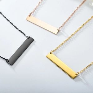 Minimalist Bar Pendant Necklace For Men And Women Stainless Steel Geometric Link Chain Fashion Jewelry Accessory