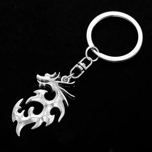 Vintage Zinc Alloy Flame Dragon Keychain Personalized Hollow Dragon Pendant Tribal Punk Style Metal Key Ring For Men Bag Ornament Gift