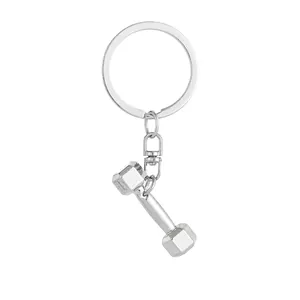 Spécifications détaillées de taille pour le porte-clés haltère argenté, hauteur 35mm et poids