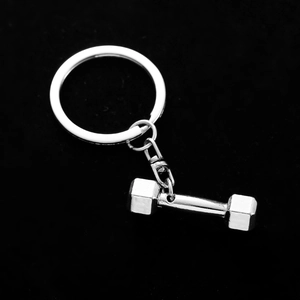Porte-clés haltère en métal argenté, accessoire de fitness idéal pour les sportifs