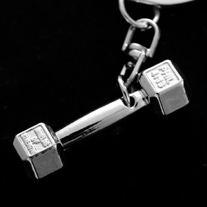 Porte-clés haltère en argent poli avec gravure Phil 4:13 pour cadeau fitness