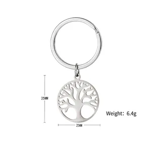 Dettaglio portachiavi Albero della Vita in acciaio inox diametro 25mm e peso di 6,4g