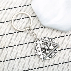 Retro Freemason Eye of Providence keychain with Never Lose Your Faith engraving