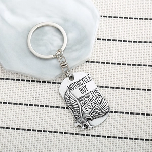 Vintage Zinc Alloy Eagle Relief Keychain Motorcycle Boy American Legend Military Tag Key Ring Retro Pendant Jewelry