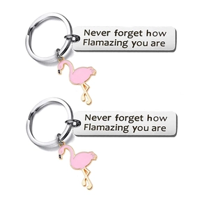 Motivierender Edelstahl Flamingo Schlüsselanhänger Never Forget How Flamazing You Are Gravierter Metall Schlüsselring Geschenk