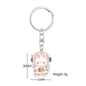 Portachiavi creativo con coniglio astronauta rosa, misure 30mm x 25mm e peso 9g