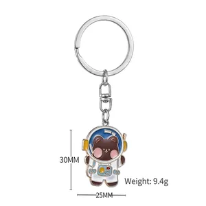 Portachiavi orsetto astronauta in lega di zinco, dimensioni 30mm x 25mm, peso 9.4g