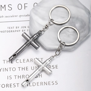 Creative Cross Whistle Keychain Zinc Alloy Metal Pendant Key Ring For Backpack Hip Hop Fashion Accessory Gift Men Women