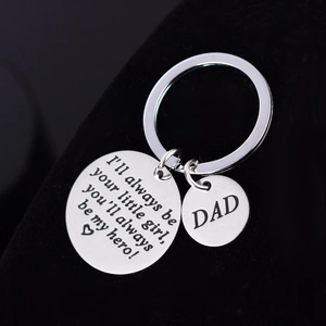 Polished stainless steel Mother's Day keychain with personalized engraved pendant on black velvet