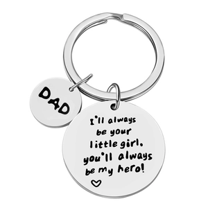 Llavero de Regalo para el Día del Padre de Acero Inoxidable con Grabado Colgante de Niña Héroe Joyería Sentimental Regalo para Papá