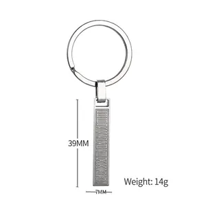 Porte-clés minimaliste en acier inoxydable argenté avec pendentif barre chiffres romains