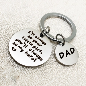 Portachiavi festa del papà in acciaio inox con incisione I'll always be your little girl