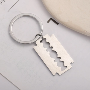 Minimalist Stainless Steel Razor Blade Keychain For Men Women Punk Hip Hop Car Key Ring Backpack Pendant Jewelry Gift