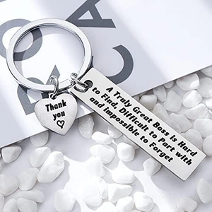 Stainless Steel Boss Appreciation Keychain Gift Thank You Leader Manager Engraved Rectangle Heart Pendant Keyring Jewelry