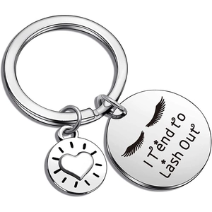Porte-clés Cils en Acier Inoxydable Pendentif Cœur Lash Boss pour Femmes Filles Cadeau de Charme de Sac à Dos