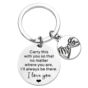 Pinky Swear Promise Keychain For Couples Stainless Steel Engraved Lettering Pendant Anniversary Long Distance Relationship Gift