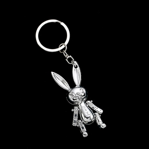 Portachiavi Coniglio Robot Meccanico Mobile in Lega di Zinco Pendente Borsa Bunny Argento Cartone Animato Animale per Donna Uomo Accessori Zaino